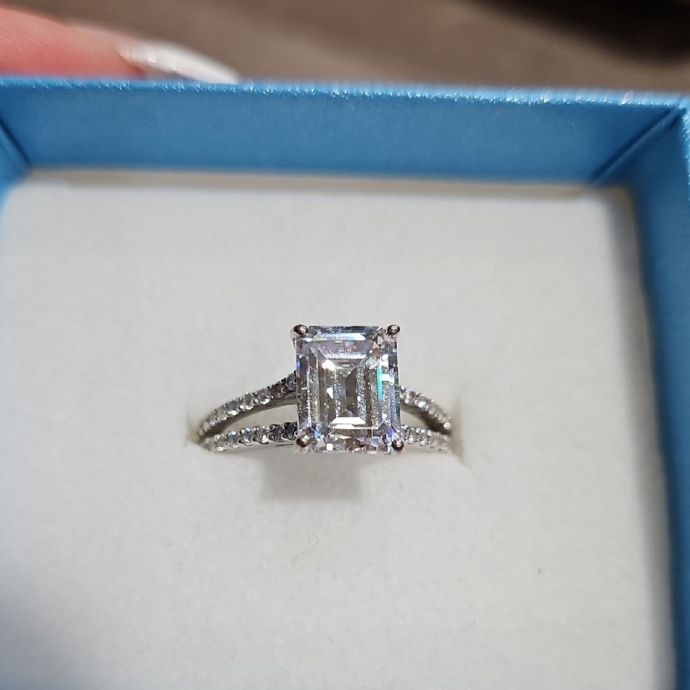 Touchstone Crystal Silver Ring with Clear Gemstone